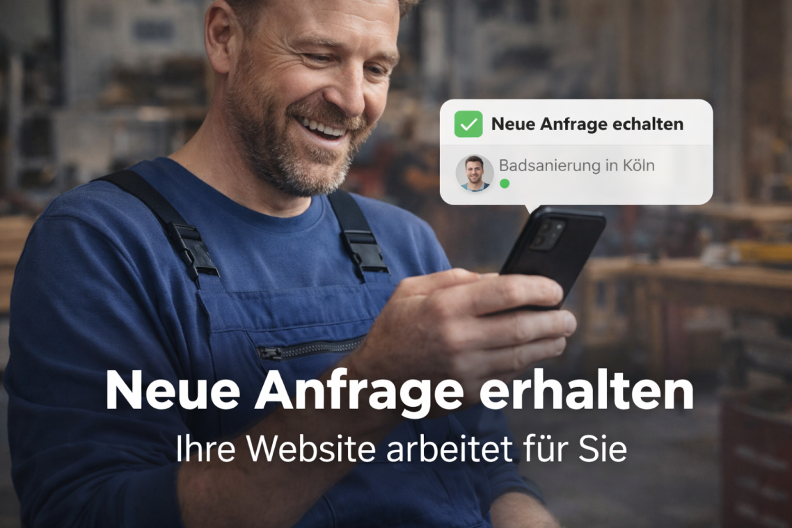 Moderne Websites auf Laptop für Handwerksbetrieb